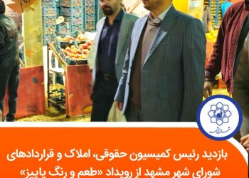 بازدید رئیس کمیسیون حقوقی، املاک و قراردادهای شورای شهر مشهد از رویداد «طعم و رنگ پاییز»